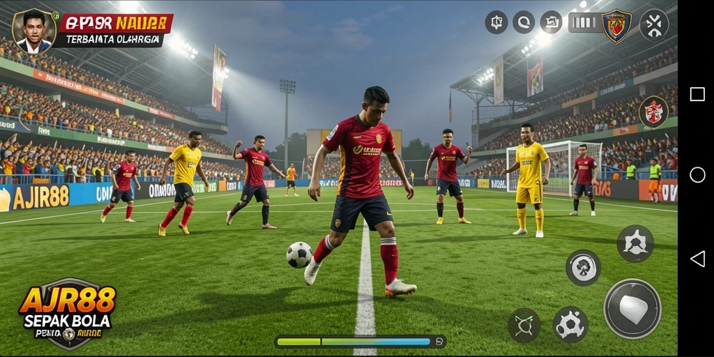 Tampilan aksi mendebarkan dalam permainan sepak bola AJR88.