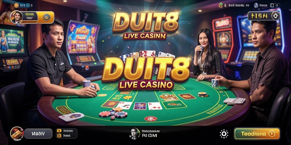Tampilan permainan Live Casino yang mendebarkan di DUIT8.