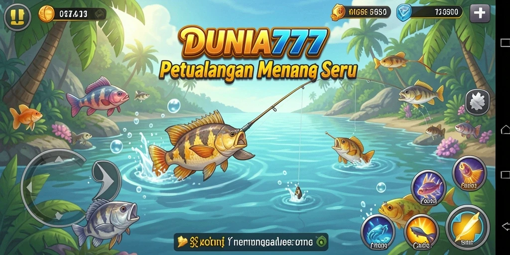 Tampilan gameplay DUNIA777 yang menarik dalam memancing di alam bebas.