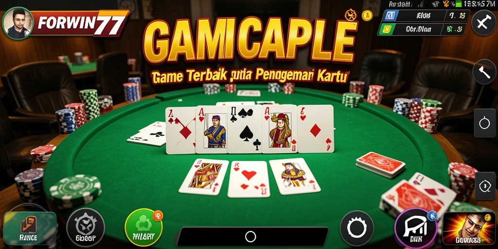 Tampilan gameplay seru dalam FORWIN77 saat bermain Gaple.