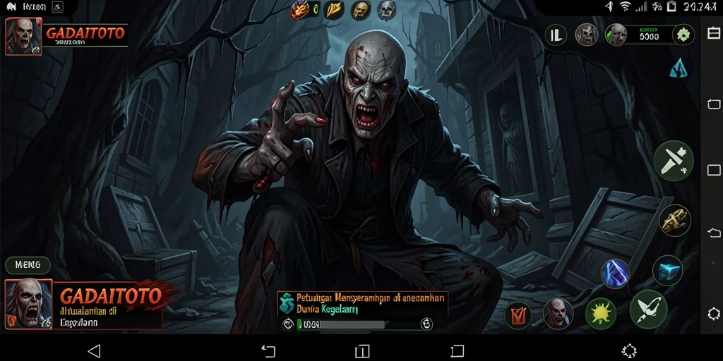 Tangkapan layar menampilkan suasana mencekam dalam gameplay GADAITOTO.