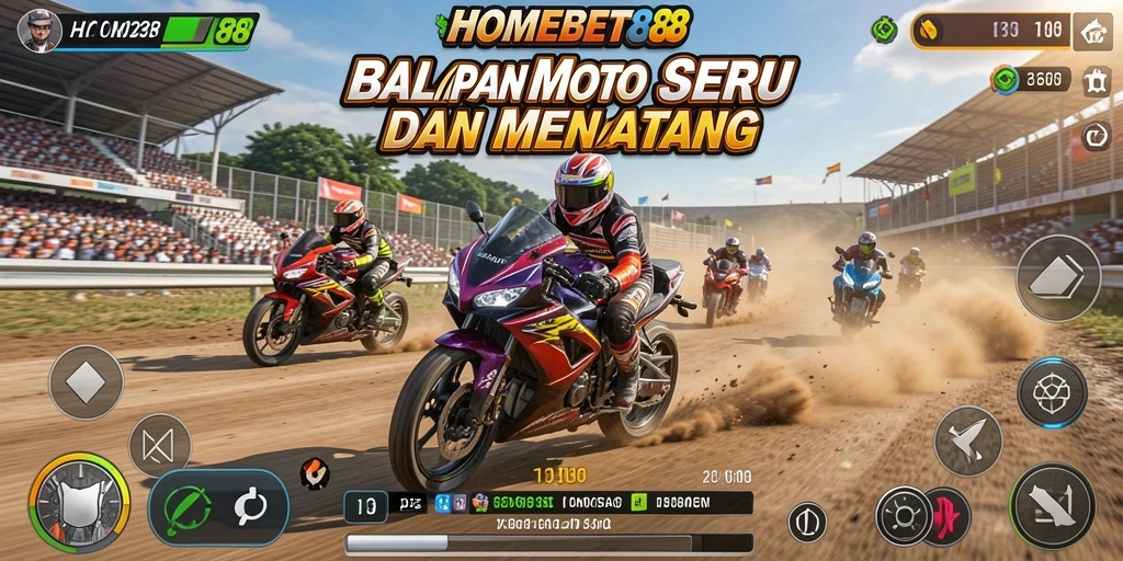 Tangkapan layar dari gameplay seru HOMEBET88 saat balapan motor.
