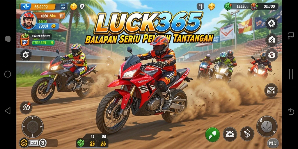 Tampilan gameplay balapan motor yang mendebarkan dan realistis.