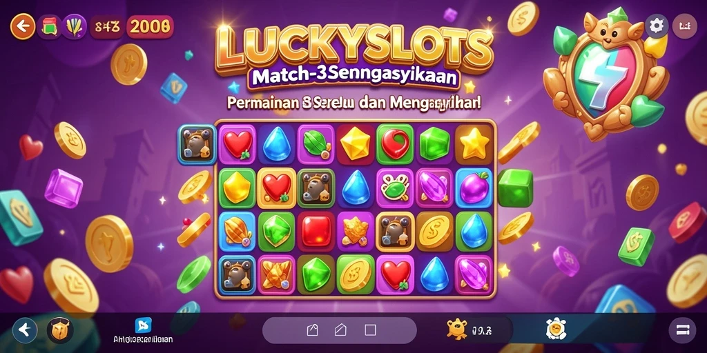 Tampilan gameplay LUCKYSLOTS dengan aksi mencocokkan simbol.