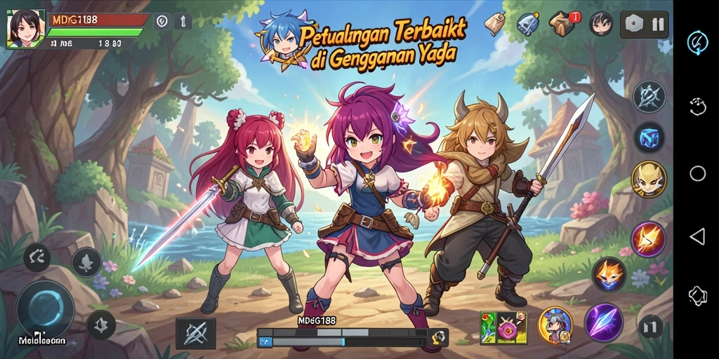 Tampilan gameplay seru dan dinamis dari MDG188 dengan karakter Anime.