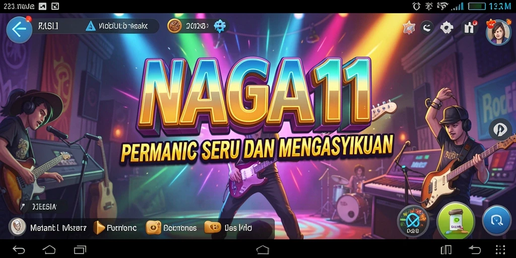Tampilan gameplay NAGA11 yang menarik dengan berbagai pilihan musik.