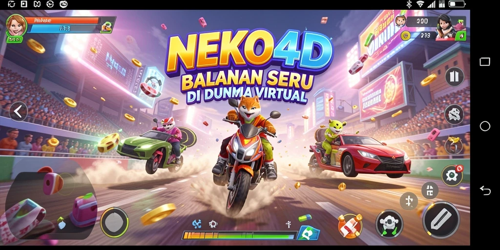 Screenshot gameplay NEKO4D yang menampilkan aksi balapan seru.