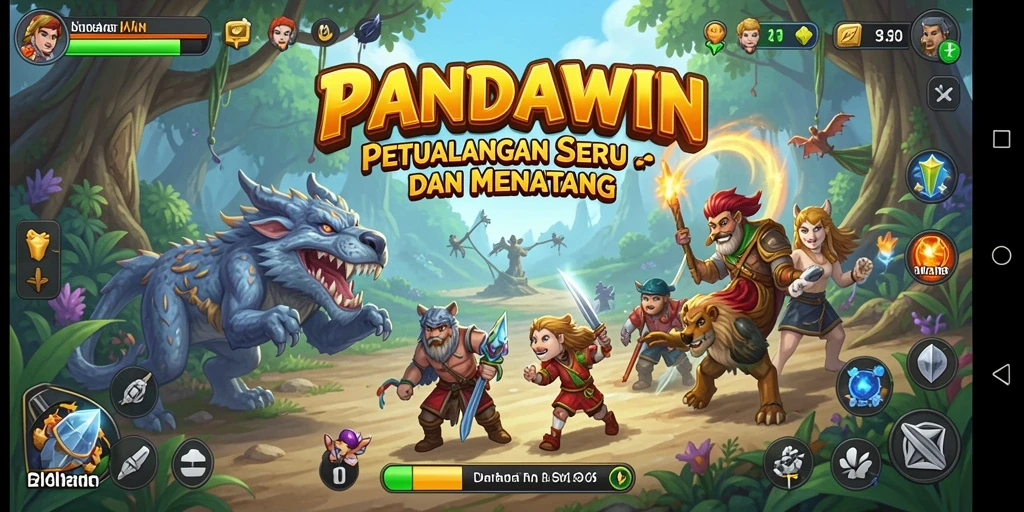 Tampilan gameplay seru dalam PANDAWIN dengan aksi petualangan menyenangkan.