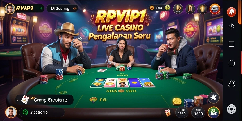 Screenshot RPVIP1 menampilkan dealer sedang melayani pemain dalam suasana kasino yang nyata.