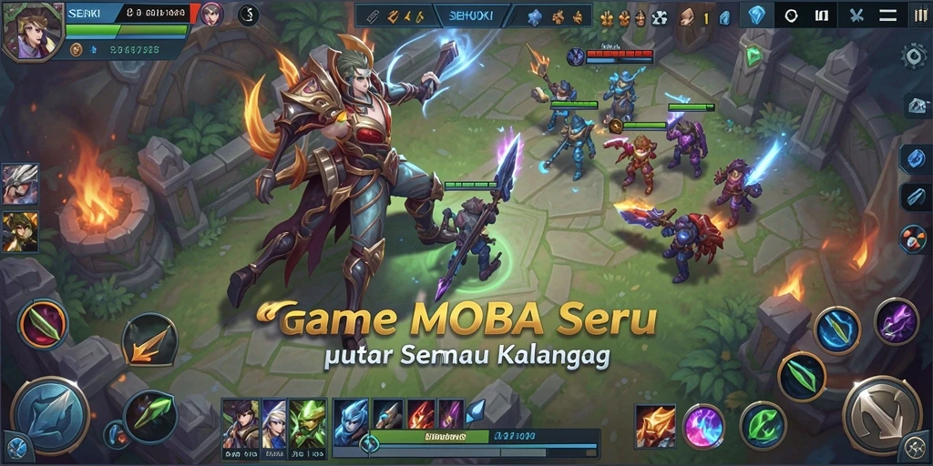 Tampilan gameplay seru SEHOKI dalam pertempuran MOBA.